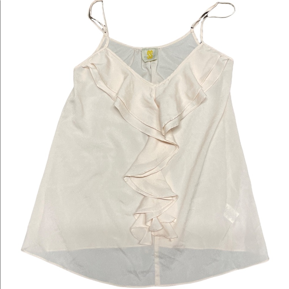 Pale pink ruffle blouse